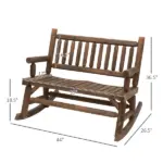 Sturdy Rocking Loveseat: Wooden Log Design, Wide Curved Walnut Seats for Backyard Relaxation - Image 3