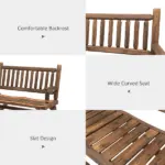 Sturdy Rocking Loveseat: Wooden Log Design, Wide Curved Walnut Seats for Backyard Relaxation - Image 5