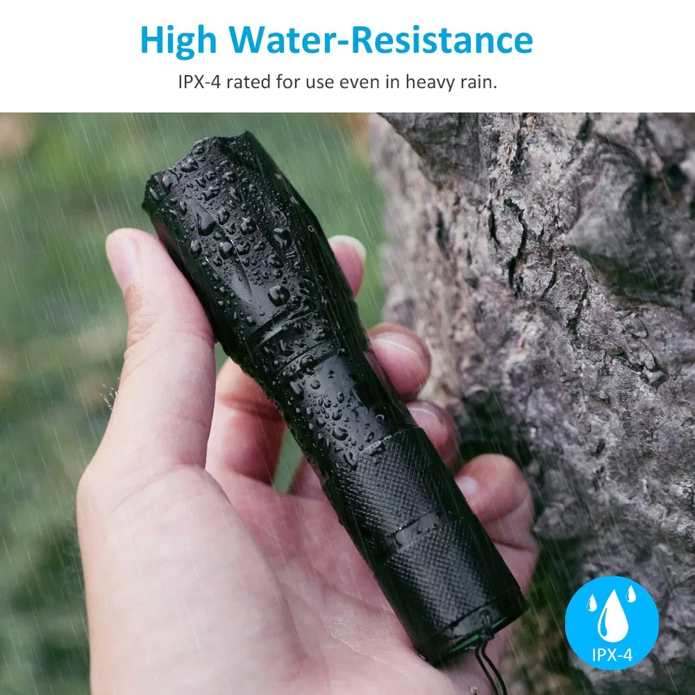 2 Pack Zoomable LED Tactical Flashlights with 5 Modes and AAA Battery Holders