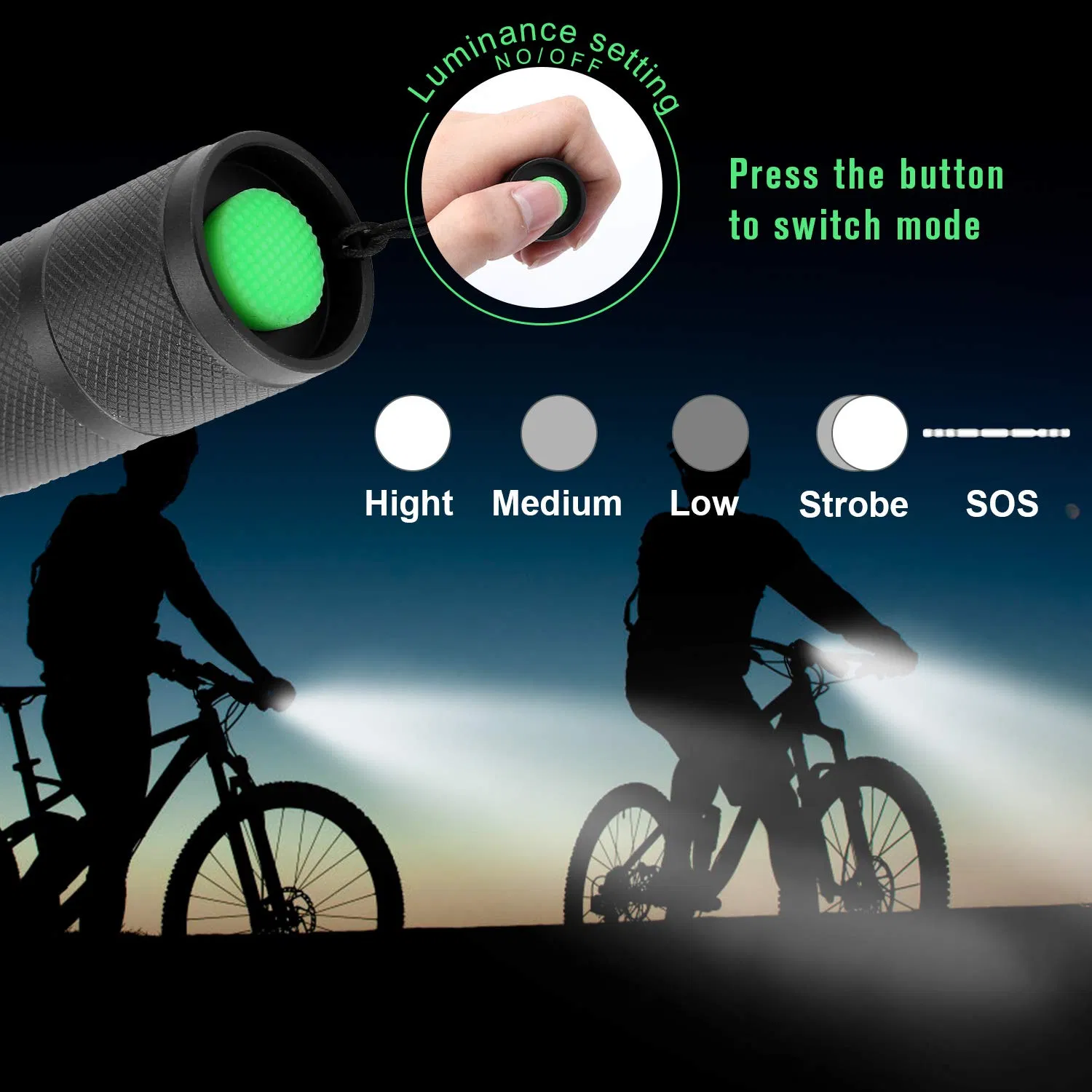 2 Pack Zoomable LED Tactical Flashlights with 5 Modes and AAA Battery Holders