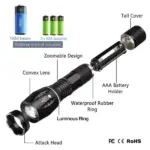 2 Pack Zoomable LED Tactical Flashlights with 5 Modes and AAA Battery Holders - Image 2