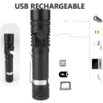USB Rechargeable Zoomable LED Flashlight with 4 Modes and IPX6 Rating - Image 15