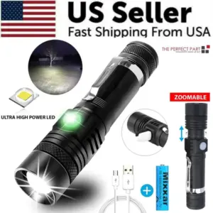 super bright 90000lm led tactical flashlight zoomable with rechargeable battery 6