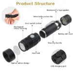USB Rechargeable Zoomable LED Flashlight with 4 Modes and IPX6 Rating - Image 2