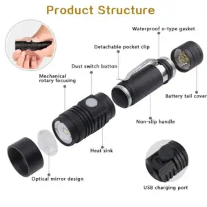 super bright 90000lm led tactical flashlight zoomable with rechargeable battery 7