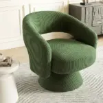 Swivel Barrel Accent Chair, Modern Upholstered Living Room Chair with Thick Padding for Reading, Green - Image 11