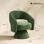 Swivel Barrel Accent Chair, Modern Upholstered Living Room Chair with Thick Padding for Reading, Green - Image 3