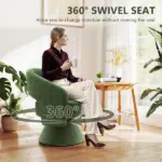 Swivel Barrel Accent Chair, Modern Upholstered Living Room Chair with Thick Padding for Reading, Green - Image 6