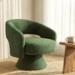 Swivel Barrel Accent Chair, Modern Upholstered Living Room Chair with Thick Padding for Reading, Green - Image 8