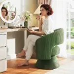 Swivel Barrel Accent Chair, Modern Upholstered Living Room Chair with Thick Padding for Reading, Green - Image 9