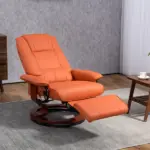 HOMCOM Swivel Recliner Chair with Footrest 145 Degree Recline Orange - Image 2