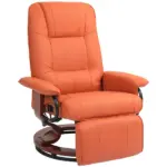HOMCOM Swivel Recliner Chair with Footrest 145 Degree Recline Orange
