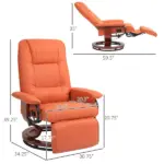 HOMCOM Swivel Recliner Chair with Footrest 145 Degree Recline Orange - Image 3