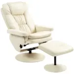 Swivel Recliner Chair with Ottoman, Upholstered Recliner and Footrest with Round Wrapped Base for Living Room, Cream White - Image 11