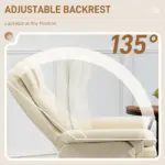 Swivel Recliner Chair with Ottoman, Upholstered Recliner and Footrest with Round Wrapped Base for Living Room, Cream White - Image 4