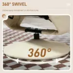 Swivel Recliner Chair with Ottoman, Upholstered Recliner and Footrest with Round Wrapped Base for Living Room, Cream White - Image 5