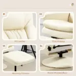 Swivel Recliner Chair with Ottoman, Upholstered Recliner and Footrest with Round Wrapped Base for Living Room, Cream White - Image 6