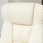 Swivel Recliner Chair with Ottoman, Upholstered Recliner and Footrest with Round Wrapped Base for Living Room, Cream White - Image 7