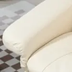 Swivel Recliner Chair with Ottoman, Upholstered Recliner and Footrest with Round Wrapped Base for Living Room, Cream White - Image 8