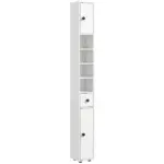 Kleankin Tall Bathroom Storage Cabinet, 71" Narrow with Open Shelves and 2 Door Cabinets, Adjustable Shelves, White