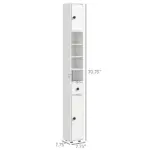 Kleankin Tall Bathroom Storage Cabinet, 71" Narrow with Open Shelves and 2 Door Cabinets, Adjustable Shelves, White - Image 3