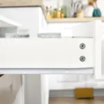 Tall Kitchen Pantry Cabinet Storage, Modern Kitchen Pantry Cabinet with Framed Glass Doors, Shelves and Drawers, White - Image 15
