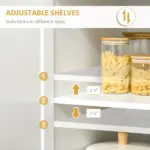 Tall Kitchen Pantry Cabinet Storage, Modern Kitchen Pantry Cabinet with Framed Glass Doors, Shelves and Drawers, White - Image 5