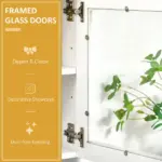 Tall Kitchen Pantry Cabinet Storage, Modern Kitchen Pantry Cabinet with Framed Glass Doors, Shelves and Drawers, White - Image 8