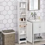 HOMCOM Tall Linen Cabinet Bathroom Floor Storage 3-Tier Shelf Cupboard White - Image 11