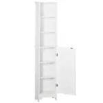HOMCOM Tall Linen Cabinet Bathroom Floor Storage 3-Tier Shelf Cupboard White - Image 13