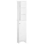 HOMCOM Tall Linen Cabinet Bathroom Floor Storage 3-Tier Shelf Cupboard White