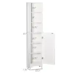 HOMCOM Tall Linen Cabinet Bathroom Floor Storage 3-Tier Shelf Cupboard White - Image 3