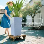 Outsunny Tall Planters for Outdoor Plants Set of 3, 24 In Taper Planters with Drainage Holes, Rattan Decor Plant Pots, Light Gray - Image 4
