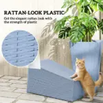 Outsunny Tall Planters for Outdoor Plants Set of 3, 24 In Taper Planters with Drainage Holes, Rattan Decor Plant Pots, Light Gray - Image 6
