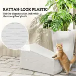 Outsunny Tall Planters for Outdoor Plants Set of 3, 24 In Taper Planters with Drainage Holes, Rattan Decor Plant Pots, White - Image 6