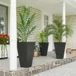 Outsunny Tall Plastic Planters 28 Inch 3-Pack Large Outdoor Indoor Garden Flower Pots for Entryway Patio Yard Black - Image 2