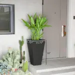Outsunny Tall Plastic Planters 28 Inch 3-Pack Large Outdoor Indoor Garden Flower Pots for Entryway Patio Yard Black - Image 3