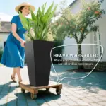 Outsunny Tall Plastic Planters 28 Inch 3-Pack Large Outdoor Indoor Garden Flower Pots for Entryway Patio Yard Black - Image 4