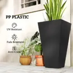 Outsunny Tall Plastic Planters 28 Inch 3-Pack Large Outdoor Indoor Garden Flower Pots for Entryway Patio Yard Black - Image 6