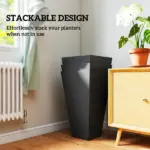 Outsunny Tall Plastic Planters 28 Inch 3-Pack Large Outdoor Indoor Garden Flower Pots for Entryway Patio Yard Black - Image 7