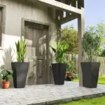 Outsunny Tall Plastic Planters 28 Inch 3-Pack Large Outdoor Indoor Garden Flower Pots for Entryway Patio Yard Black - Image 10