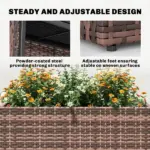 Outsunny Tall Rectangular Planter with Removable Liner, Holes, PE Wicker Large Planter Box for Indoor Outdoor Plants, Brown - Image 6