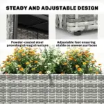 Tall Rectangular Planter with Removable Liner, Holes, PE Wicker Large Planter Box for Indoor Outdoor Plants, Gray - Image 6