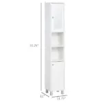 Tall White Bathroom Storage Cabinet 71" Wooden Freestanding Tower Adjustable Shelves Mirror Living Room Organizer - Image 3