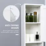 Tall White Bathroom Storage Cabinet 71" Wooden Freestanding Tower Adjustable Shelves Mirror Living Room Organizer - Image 6