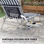 Tanning Chair Set of 2 with Face Hole and Side Table, 5-Position Folding Outdoor Chaise Lounge Chair, Blue and White - Image 4