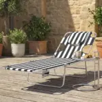 Tanning Chair with Face Hole, 5-Level Adjustable Outdoor Chaise Lounge Chair with Pillow for Beach, Pool, Black Stripe - Image 10