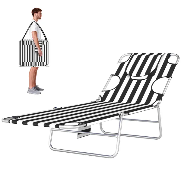 tanning-chair-with-face-hole-5-level-adjustable-outdoor-chaise-lounge-chair-with-pillow-for-beach-pool-black-stripe.webp Tanning Chair with Face Hole, 5-Level Adjustable Outdoor Chaise Lounge Chair with Pillow for Beach, Pool, Black Stripe - Image 1