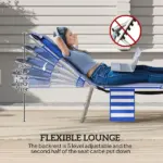 Tanning Chair with Face Hole, 5-Level Adjustable Outdoor Chaise Lounge Chair with Pillow for Beach, Pool, Blue Stripes - Image 4