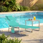 Outsunny Tanning Chair with Face Hole, 5-Level Adjustable Outdoor Chaise Lounge Chair with Pillow for Beach, Pool, Light Green - Image 2